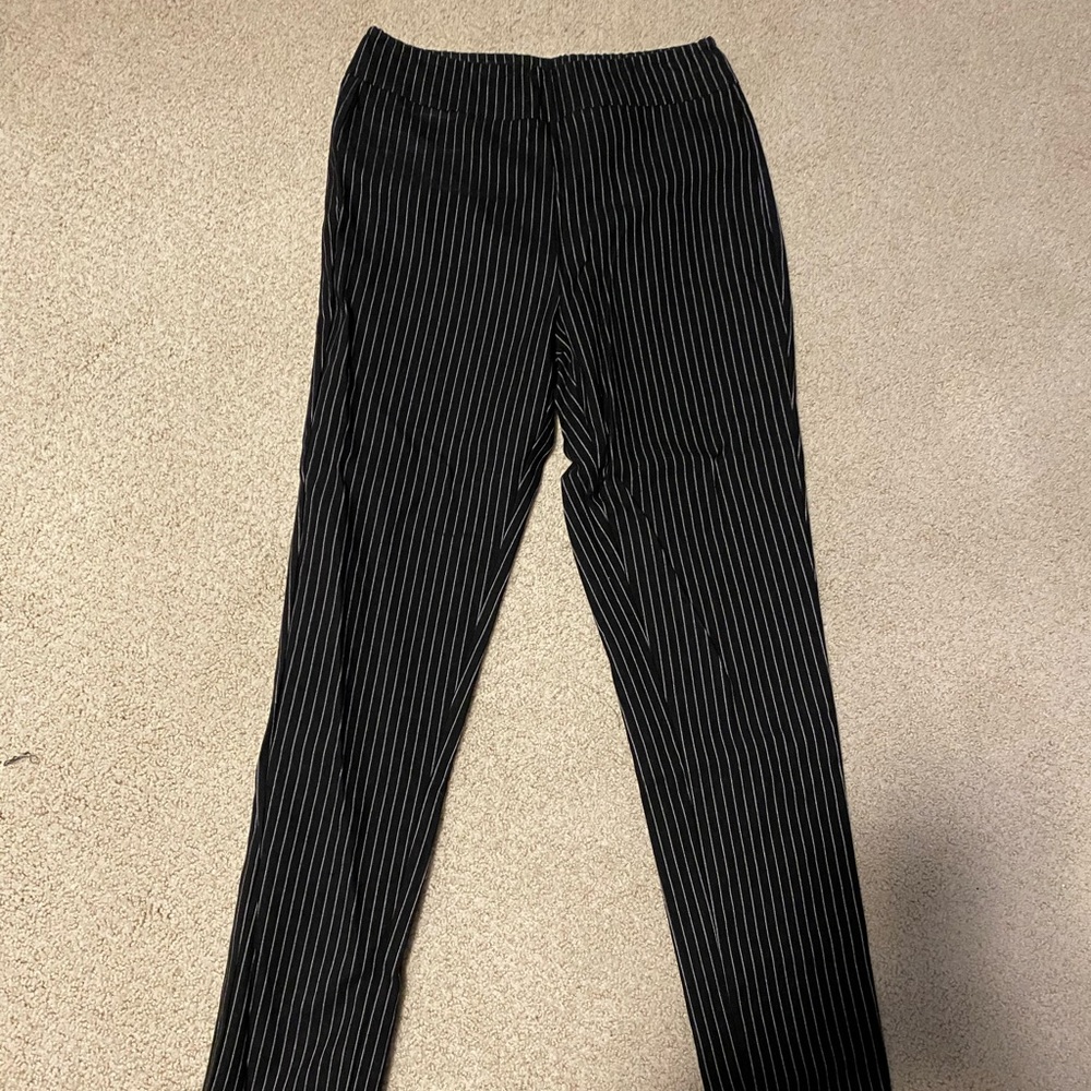 Black and white striped pants